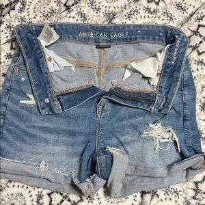 American Eagle Outfitters High Waist Blue Denim Shorts